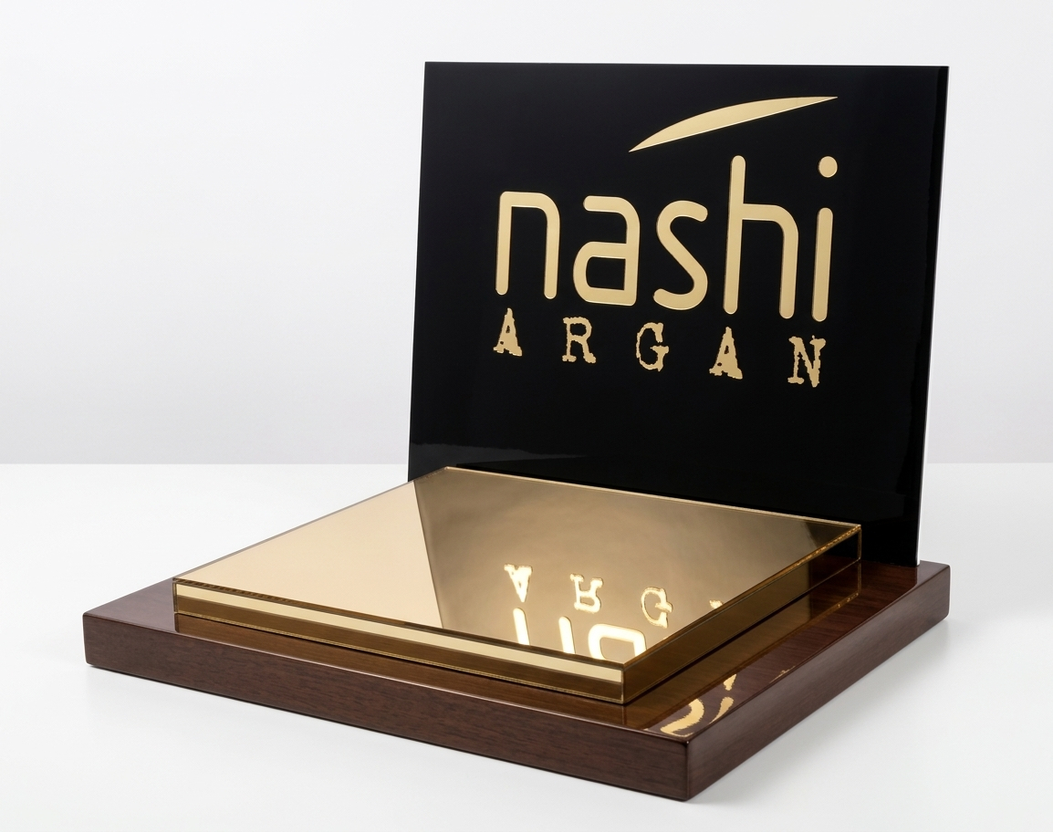 espositore plexiglass specchiato per cosmetici